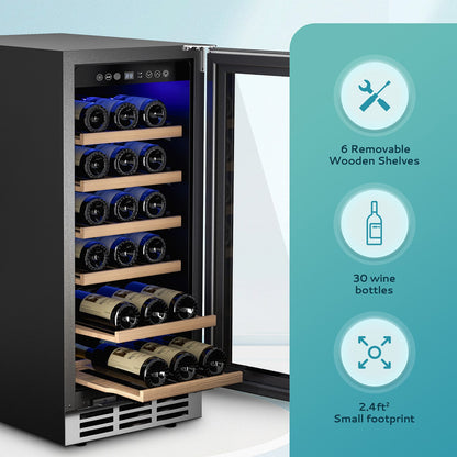 EUHOMY 15 Inch Wine Fridge Low Noise Beverage Refrigerator Wine Cooler - Euhomy