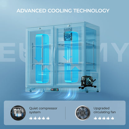 EUHOMY Back Bar Cooler With 2/3 Glass Swing Doors Wine Cooler - Euhomy
