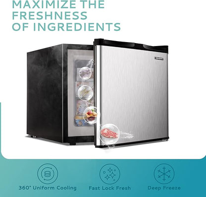 EUHOMY 1.7 Cu.Ft Mini Fridge with Compact Freezer Temperature Control - Euhomy