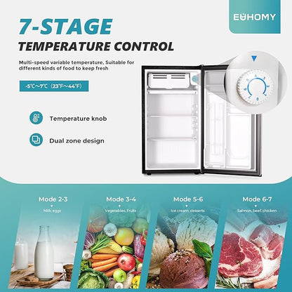 EUHOMY Mini Fridge with Freezer, Single Door Compact Refrigerator - Euhomy