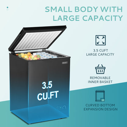 EUHOMY Chest Freezer with Removable Basket, Small Deep Freezer - Euhomy