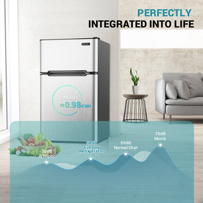EUHOMY 3.2 Cu.Ft Built in & Free Standing Mini Fridge - Euhomy