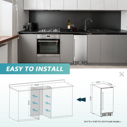 EUHOMY Beverage Refrigerator 15 Inch Under Counter 127 Can Wine Cooler Includes 2 Bottles of Cleaner - Euhomy