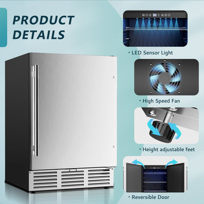EUHOMY Beverage Refrigerator Large capacity 24 Inch, Stainless Steel Door Wine Cooler - Euhomy